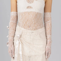 Sheer Lace Gloves in Off White