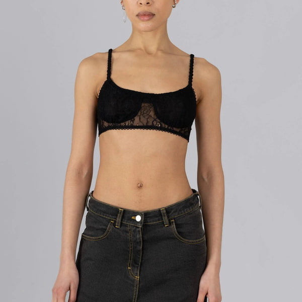 Sheer Lace Bralette in Black