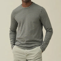 L/S Organic Hemp Stripe Tee in Lichen