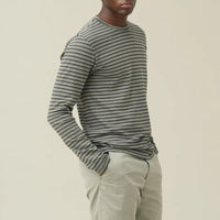 L/S Organic Hemp Stripe Tee in Lichen