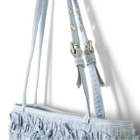 Sophia Ruffle Baguette Bag in Blue