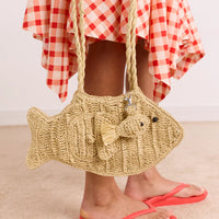 Raffia Fish Bag with Bag Charm
