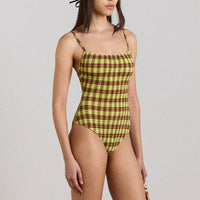 Lilibet Swimsuit in Green & Choc Print