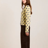Tabitha Reversible Cardigan in Navy/Butter Spot