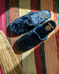 Velvet Slipper in Navy Blue