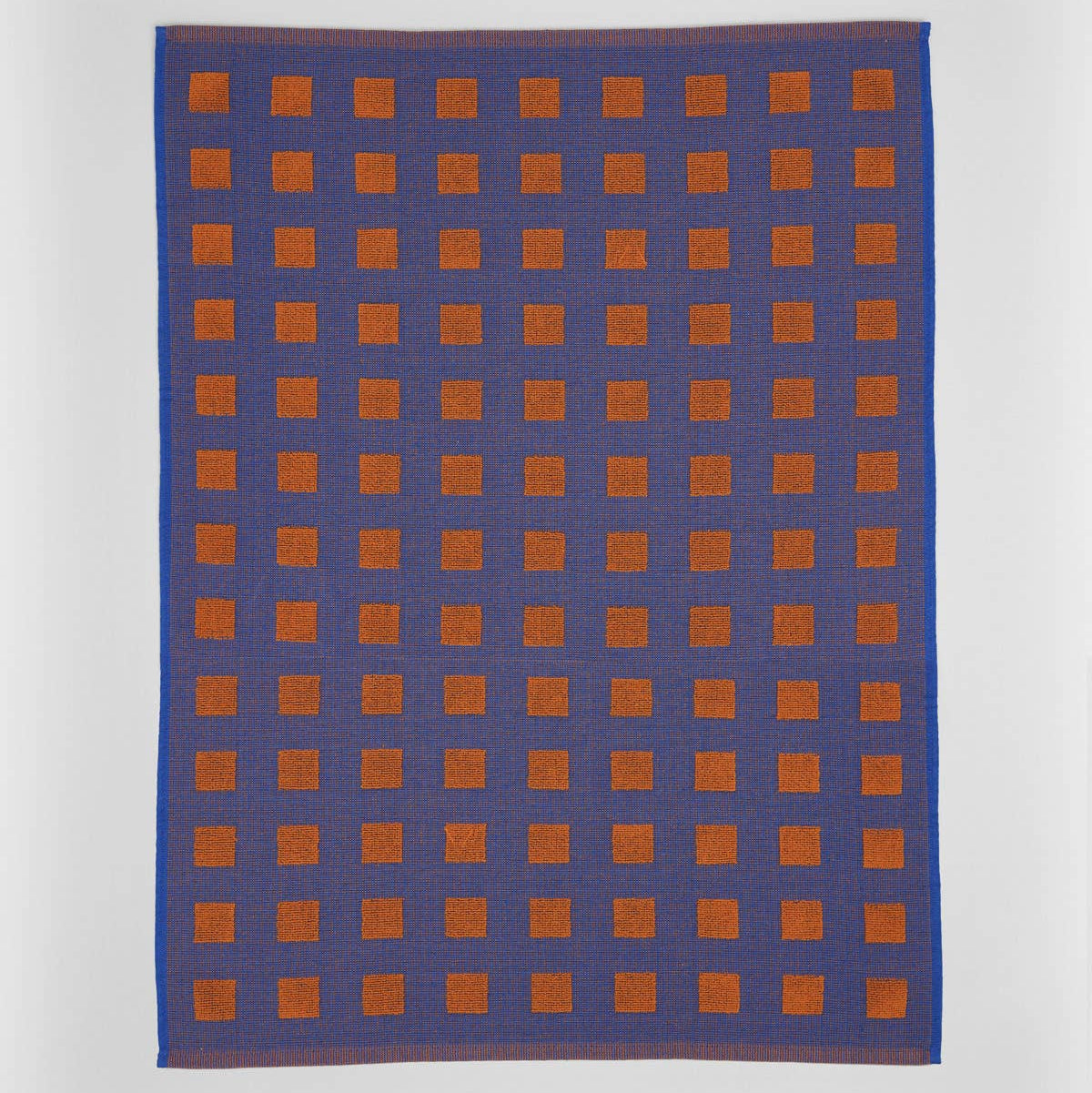 Squares Terry Tea Towel Burgundy/Blue