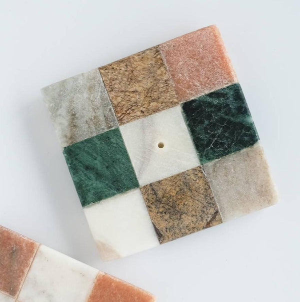 Marble Checks Incense Holder: Rainbow Marble Check