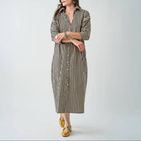 Colette Shirtdress in Black & Cream Stripe