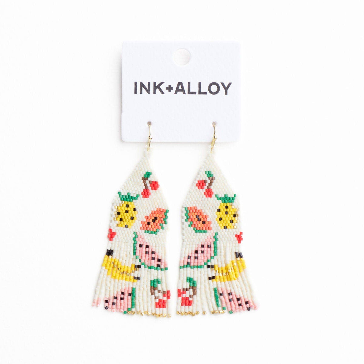 Fruit Beaded Fringe Earrings