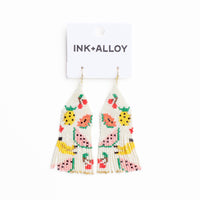 Fruit Beaded Fringe Earrings