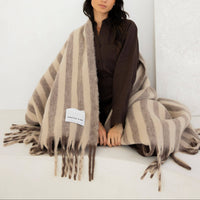 The Wool Stripe Throw in Burnt Umber Stripe