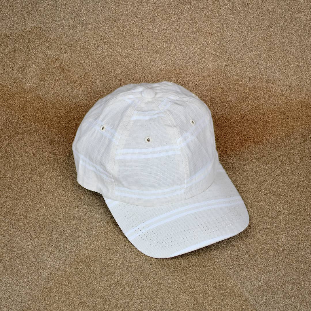Ballpark Linen Stripe Cap in White