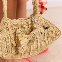 Raffia Fish Bag with Bag Charm