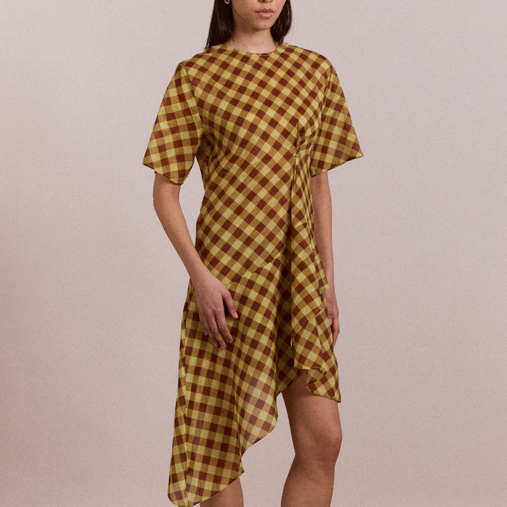 Harmony Midi Dress in Choc Avo Gingham