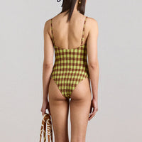 Lilibet Swimsuit in Green & Choc Print