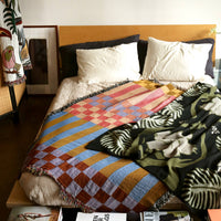 Checkered Stripe Tapestry Blanket