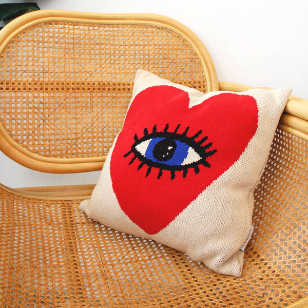 Heart Eye Knit Pillow