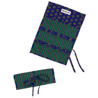 Maddie Jewelry Roll in Navy & Green Stripes