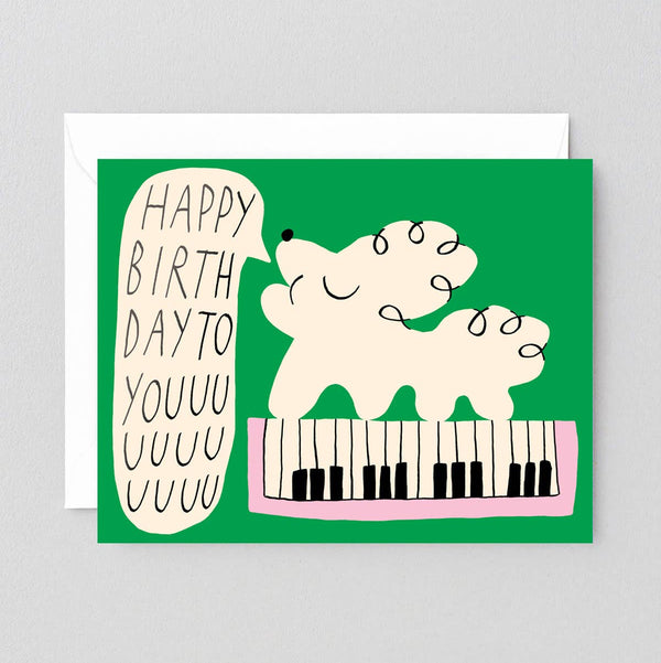 Happy Birthday To You Dog & Keyboard Kids Birthday Card