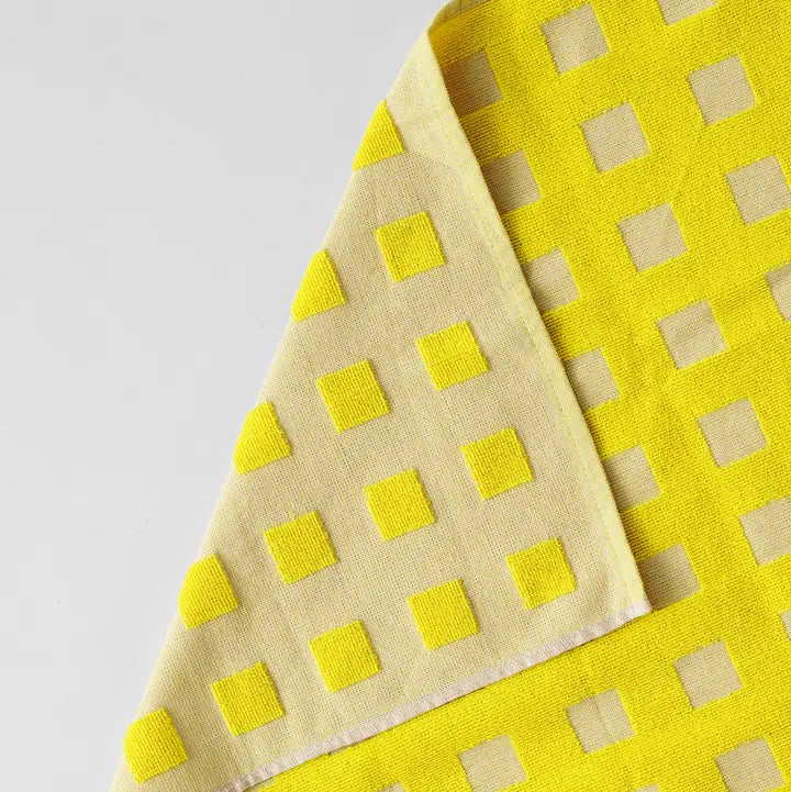 Squares Terry Tea Towel Oat/Yellow