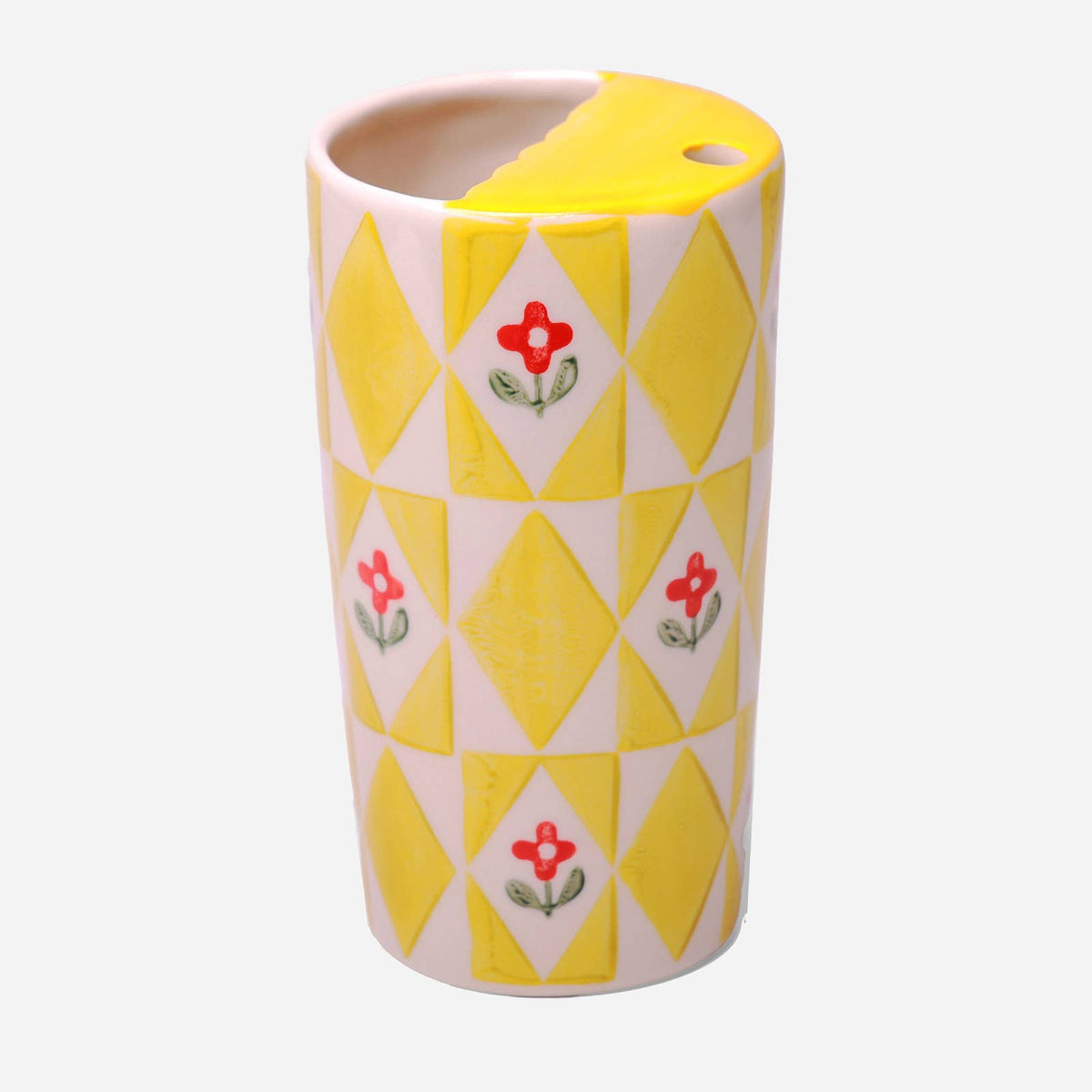 Ceramic Travel Tumbler in Red Flower