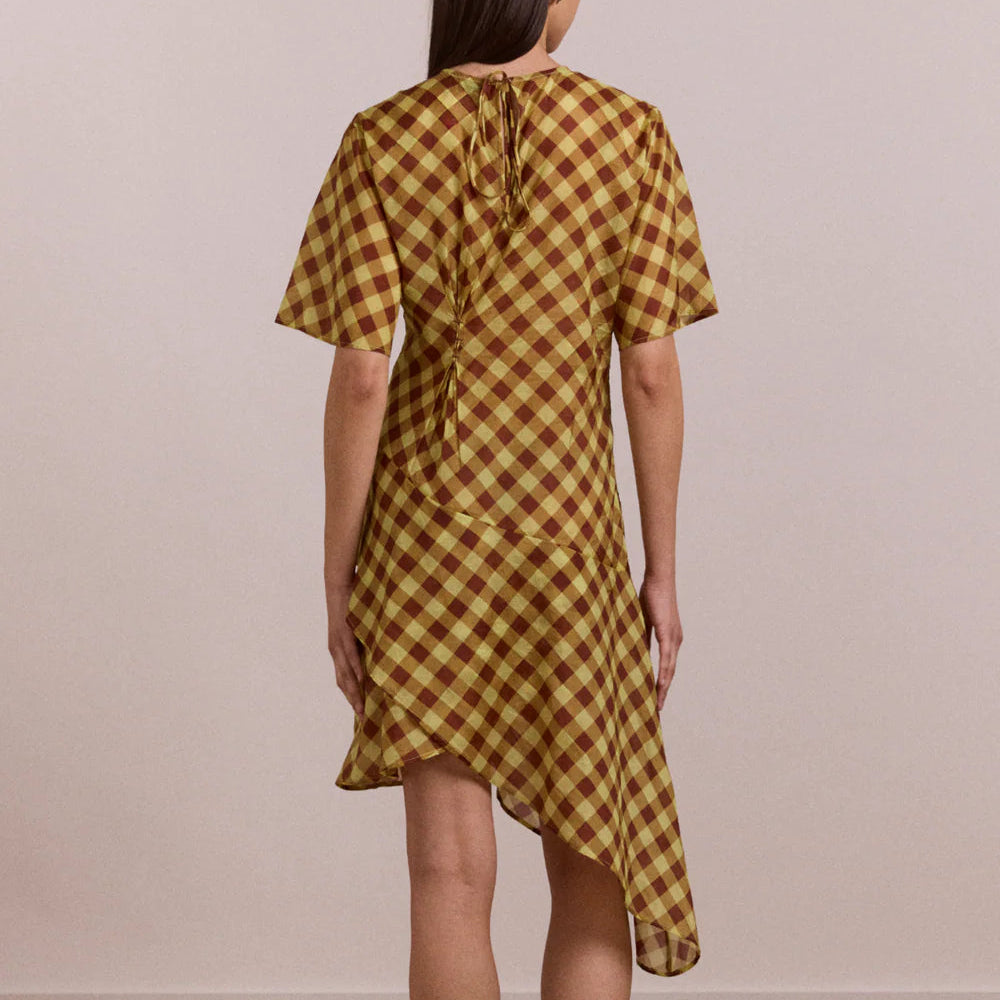 Harmony Midi Dress in Choc Avo Gingham