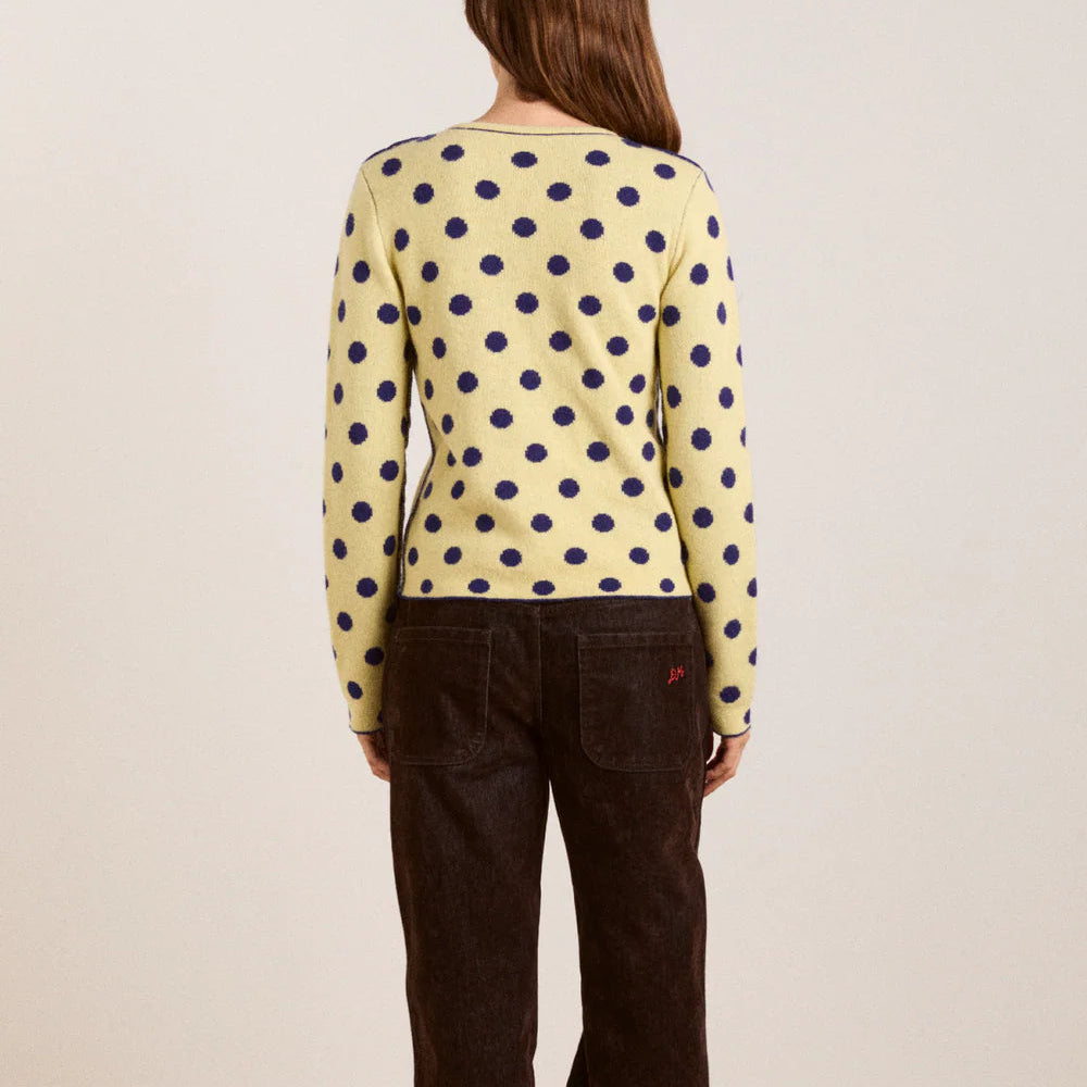 Tabitha Reversible Cardigan in Navy/Butter Spot
