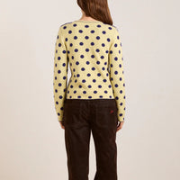 Tabitha Reversible Cardigan in Navy/Butter Spot