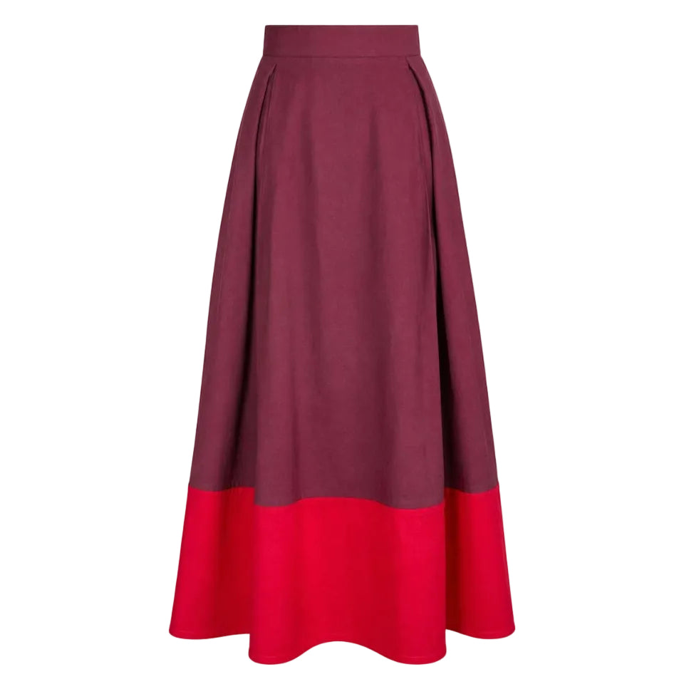 Clementine Colorblock Skirt in Port
