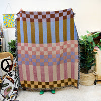 Checkered Stripe Tapestry Blanket