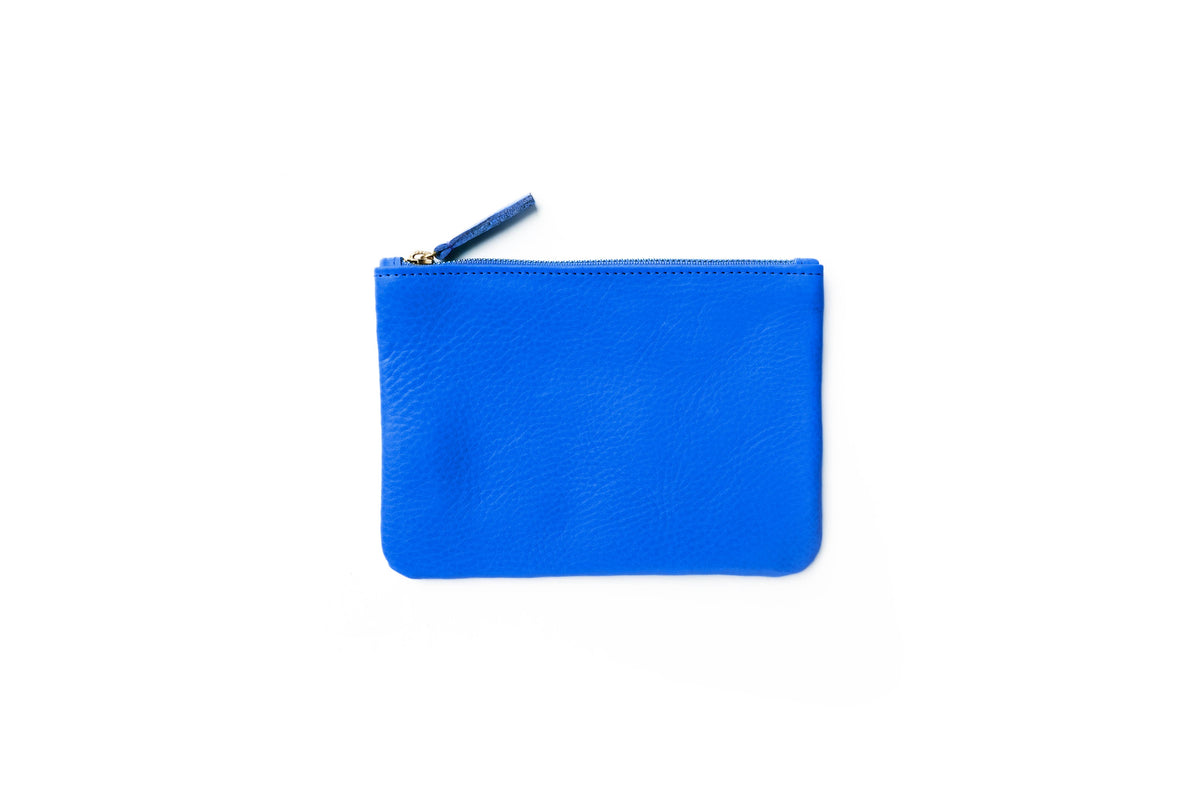 Zipper Pouch in Lapis Leather