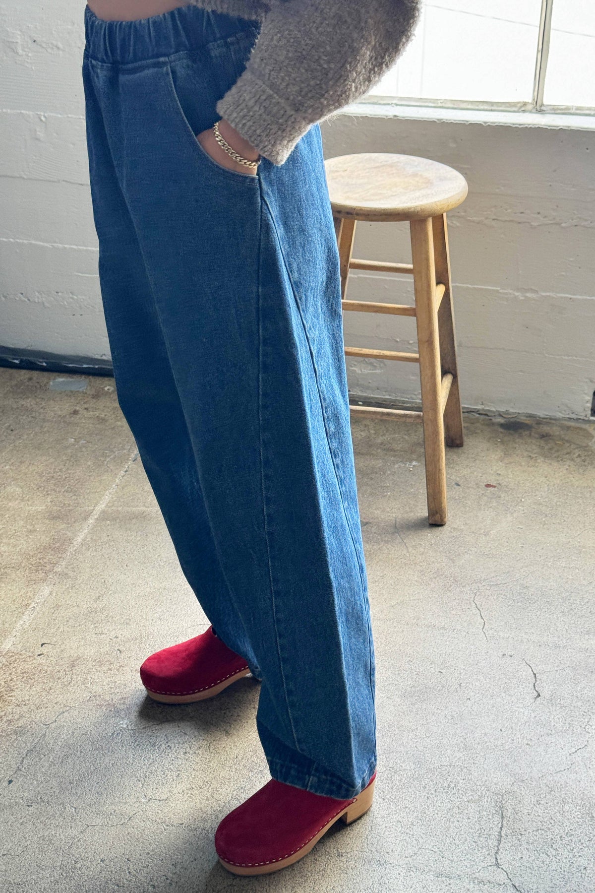 Long Arc Pants in Blue Denim