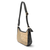 Pia Rattan Shoulder Bag in Black