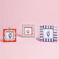 Ceramic Photo Frame in Blue Stripe