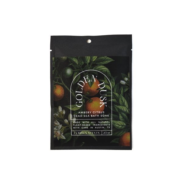 Golden Dusk Amber and Citrus Dead Sea Salt Bath Soak Pouch