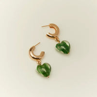 Green Heart Earrings