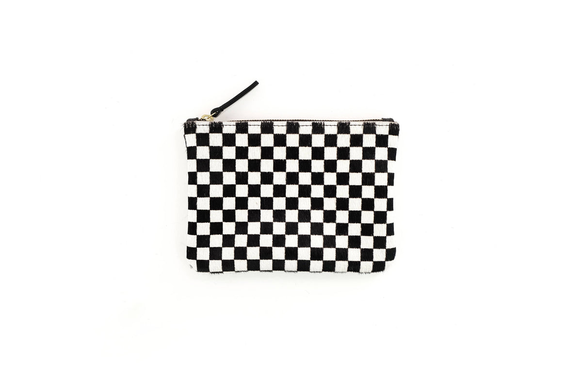 Zipper Pouch in Checkered Hair on Hide
