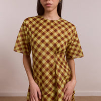 Harmony Midi Dress in Choc Avo Gingham