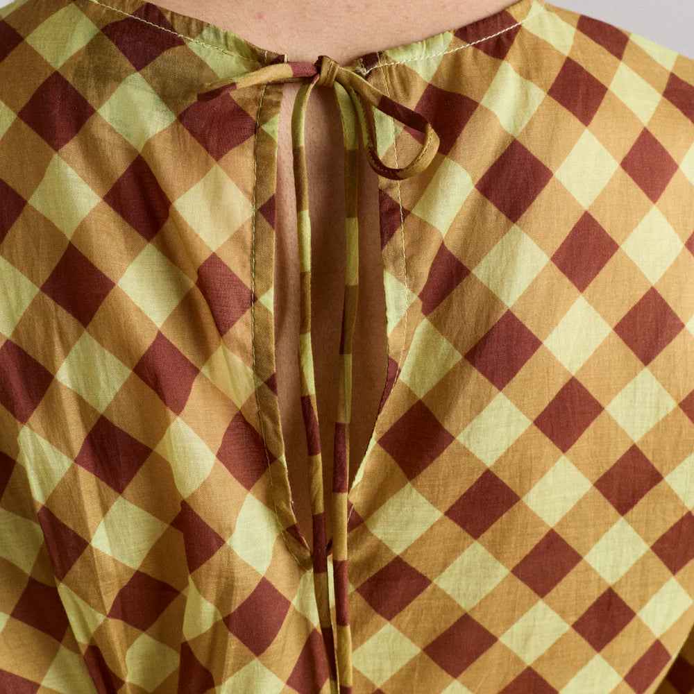 Harmony Midi Dress in Choc Avo Gingham