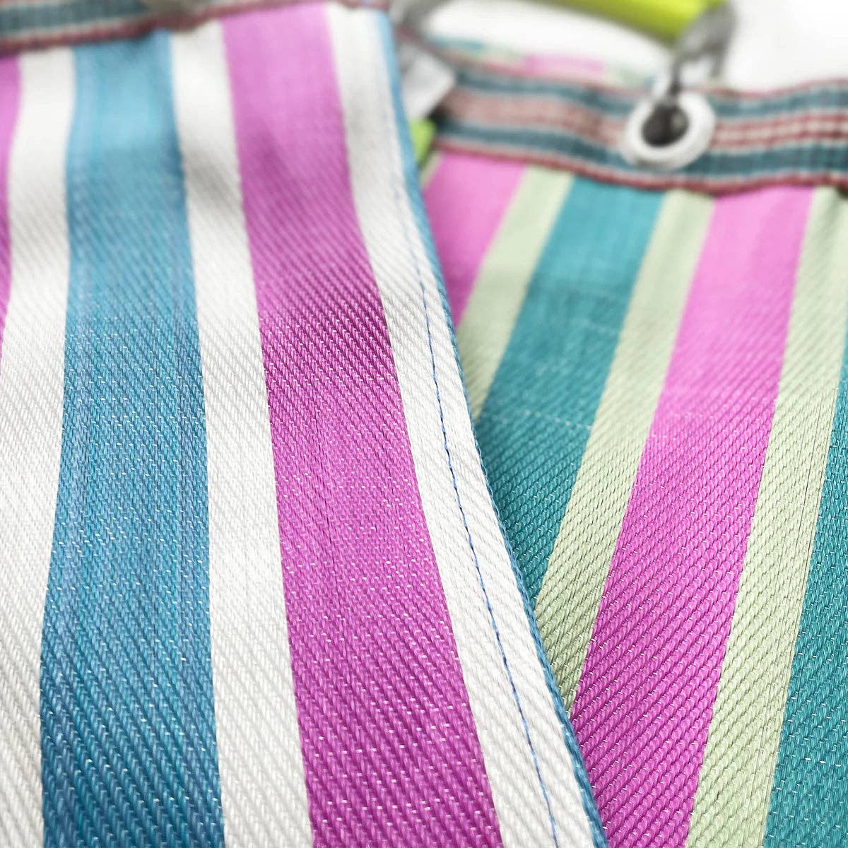 Rectangle Recycled Plastic Stripe Bag in Green x Pink