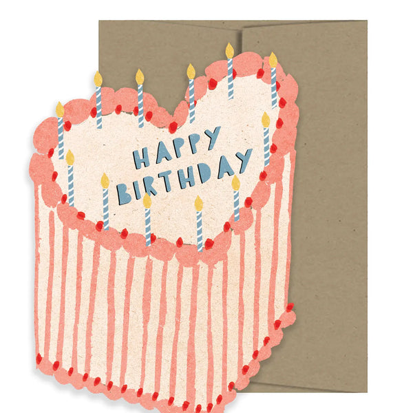 Happy Birthday Heart Cake Die Cut Card