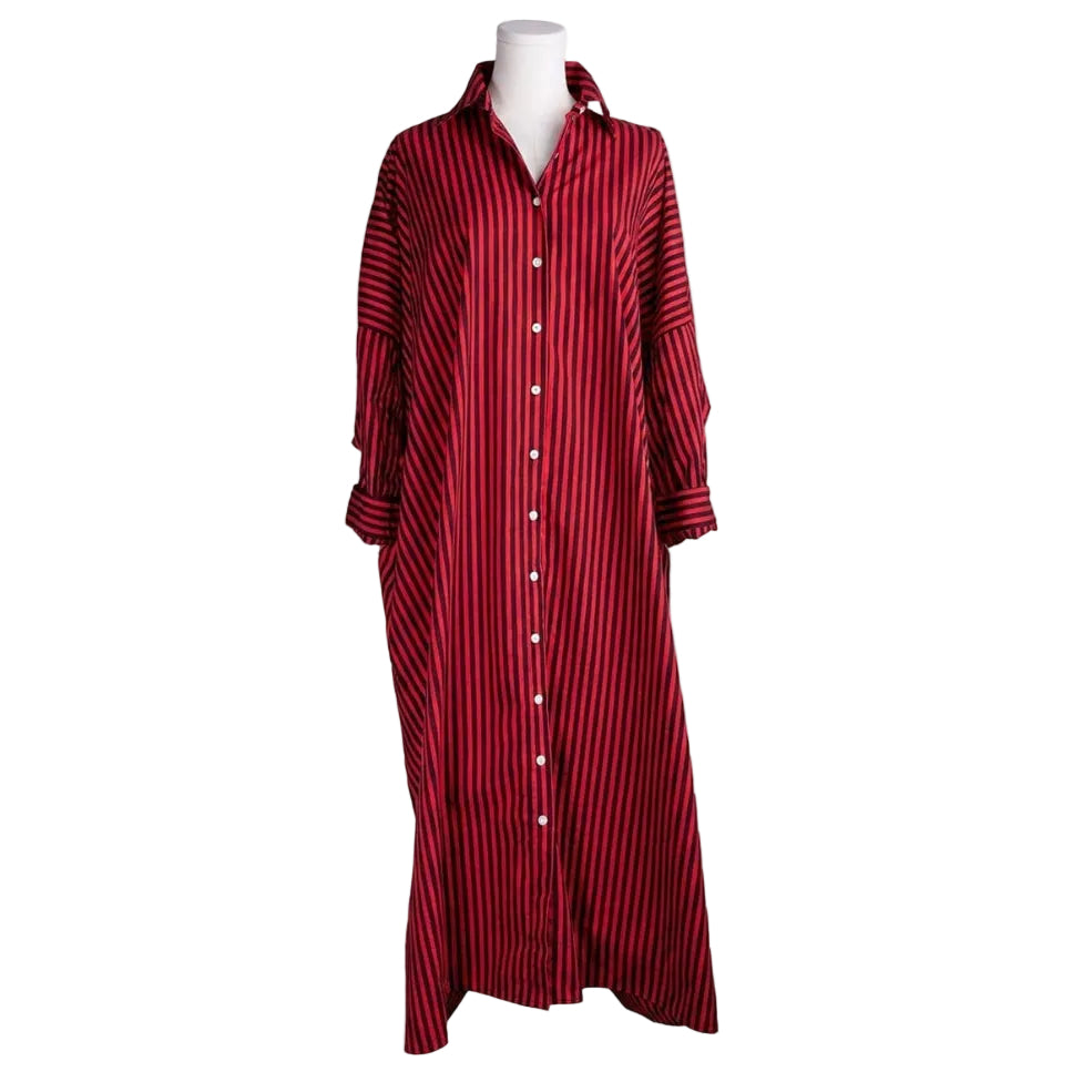 Colette Shirtdress in Port & Red Stripe