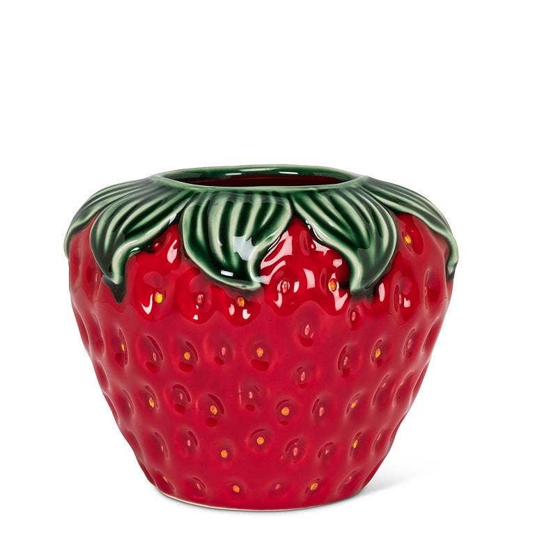 Strawberry & Leaf Wide Vase