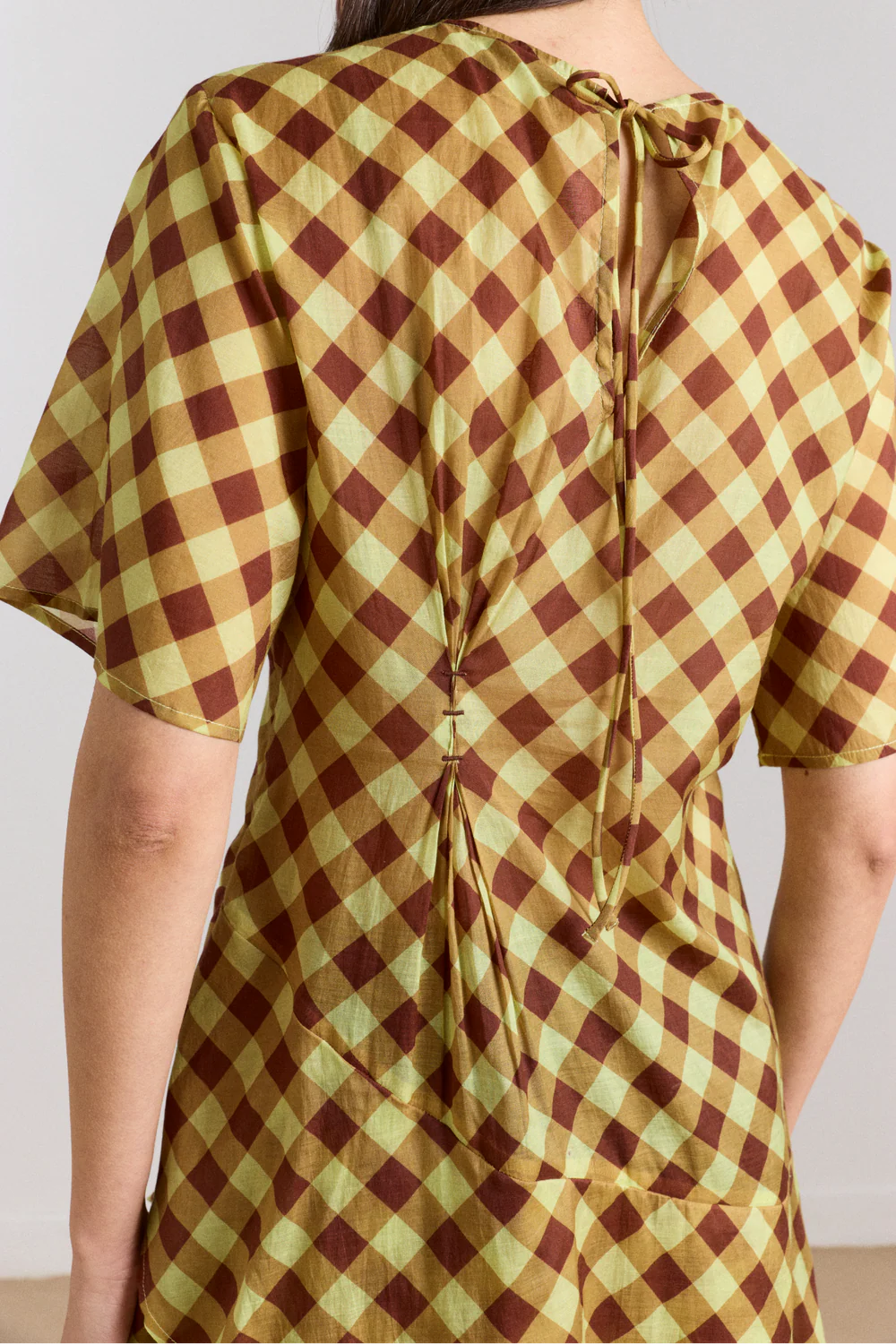 Harmony Midi Dress in Choc Avo Gingham