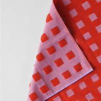 Squares Terry Tea Towel Lilac/Warm Red