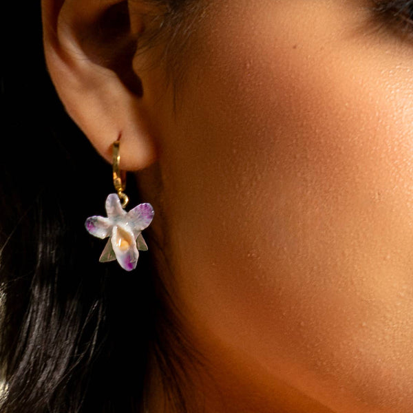 Earth Angel Orchid Hoops in Magenta