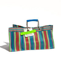 Wide Recycled Stripe Bag in Red x Blue