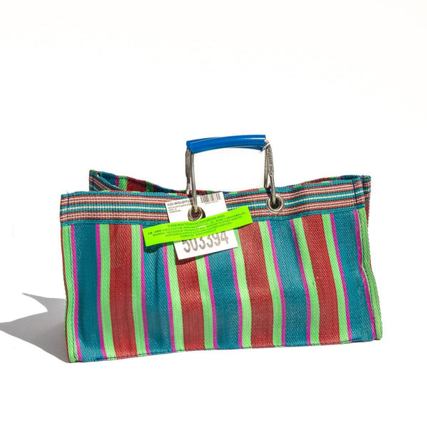 Wide Recycled Stripe Bag in Red x Blue