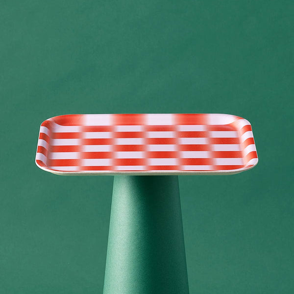 Red Gradient Check Mini Birch Tray