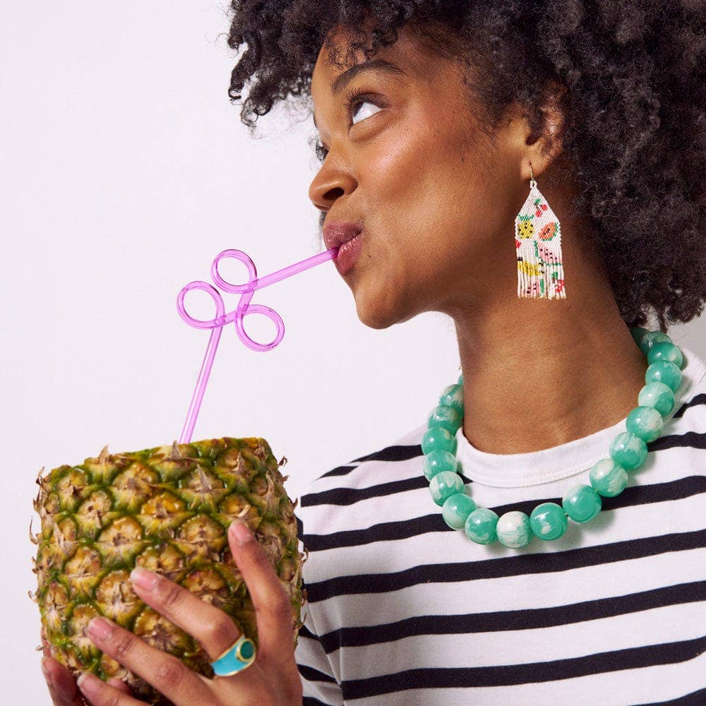 Fruit Beaded Fringe Earrings